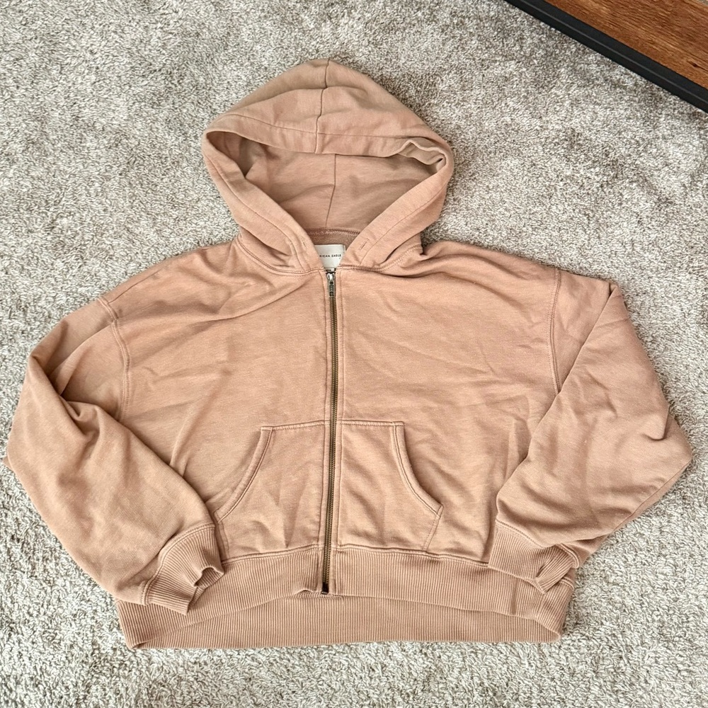 American Eagle Outfitters Tan Hoodie Jacket